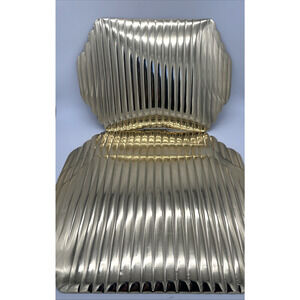 Vintage Set Of 4 Metallic Gold Shiny Vinyl Dinner Table Placemats